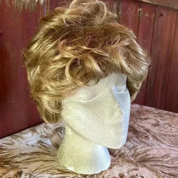 Vintage Other - Vintage Wig Short Tousled Curly Unisex Costume Light Brown Blonde 70s 80s